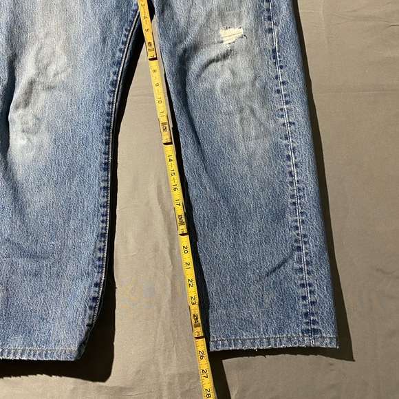 Levi's Men's Straight Jeans in Distressed Blue - Picture 2 of 12